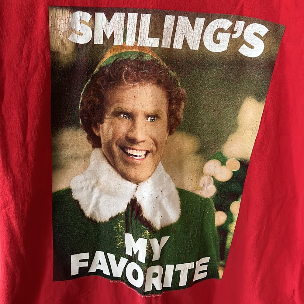 Christmas Elf Smiling's My Favorite Holiday T-Shirt Unisex Size Medium - Picture 3 of 9